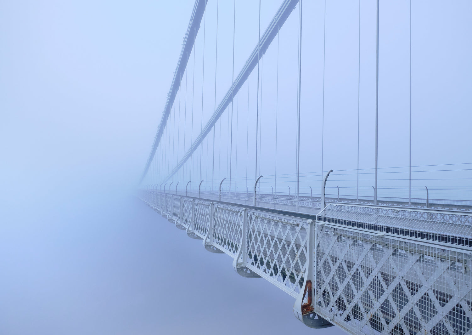 Clifton suspension bridge on a foggy morning